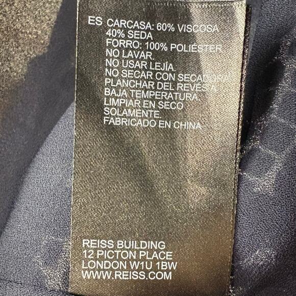 Reiss Women Lucy Snake Print Burnout Skirt Silk Blend Side Zip Mini Navy Size 10 - Picture 6 of 10